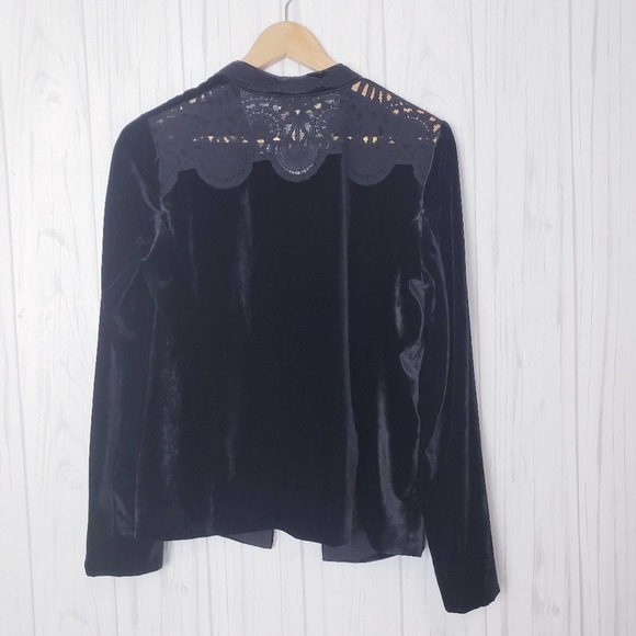 Mika Mindel Size S Nancy Jacket Black Velvet Lace Long Sleeves Open Front NWT - Picture 2 of 11